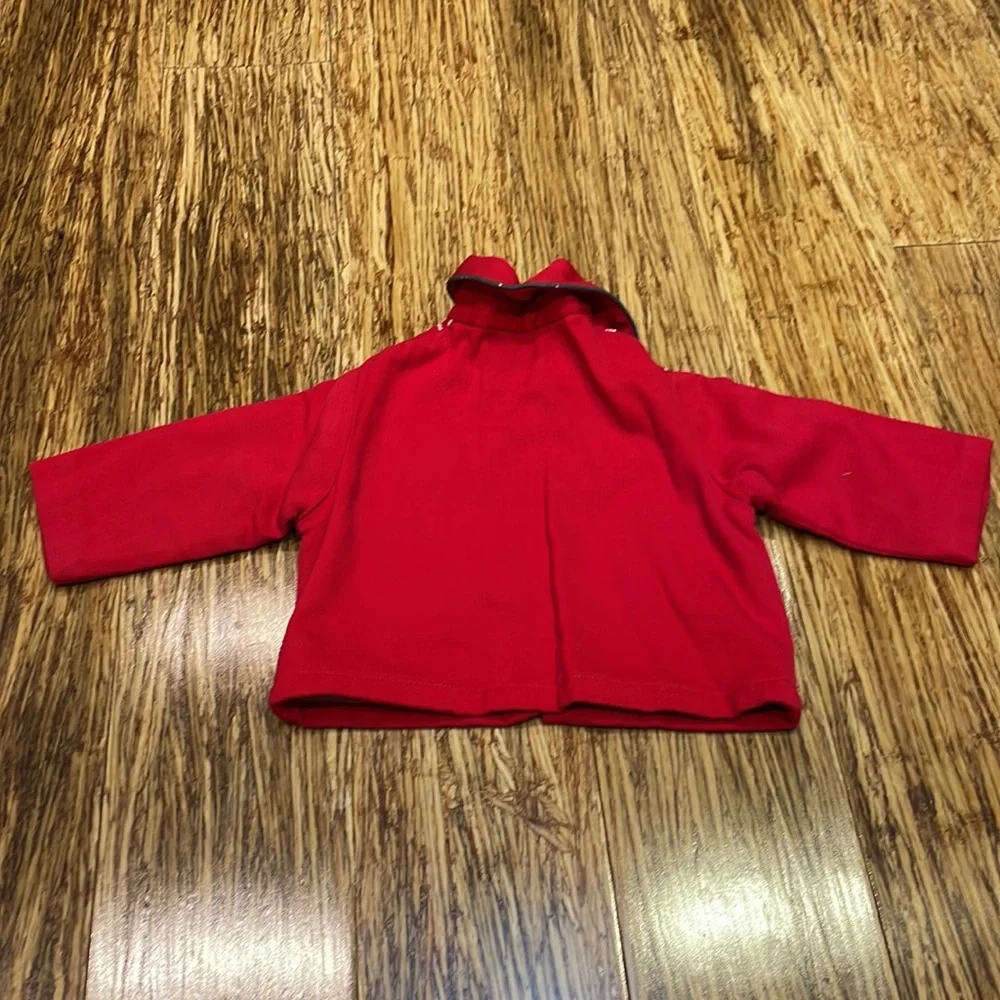 Vintage child’s red matching Christmas overalls and jacket set
